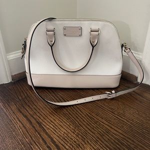 SOLD Kate Spade small Rachelle bag; tan white cream; GUC